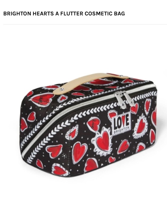Brighton Handbags - Brighton Black Cosmetic Case with Red Heart Print